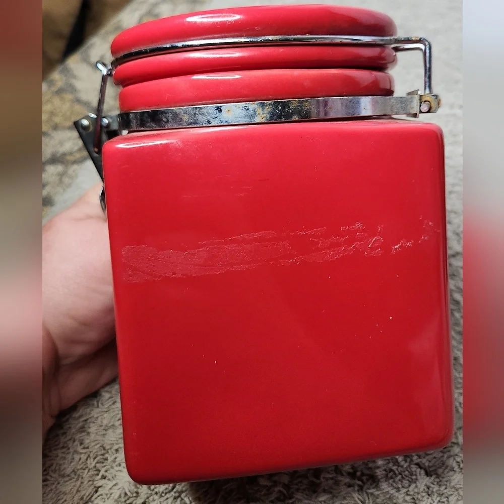 3 Red Kitchen Canisters
